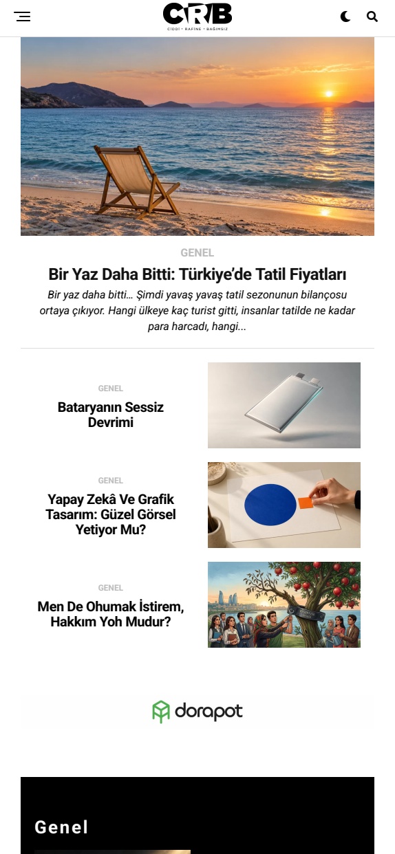 CRB Haber mobil ana sayfası.