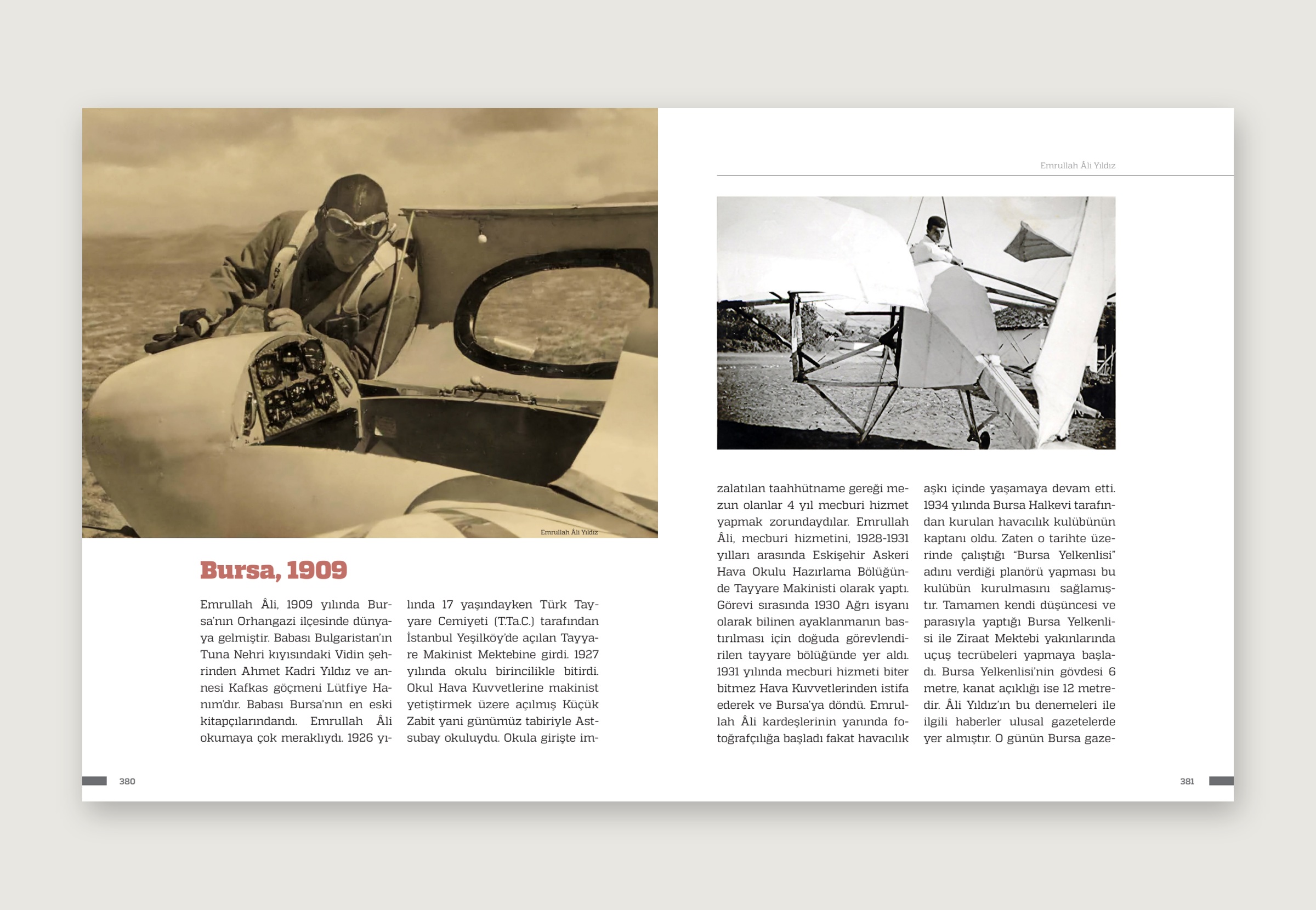 İç sayfa tasarımı / Arşiv fotoğrafları ve metin düzeni · 380–381