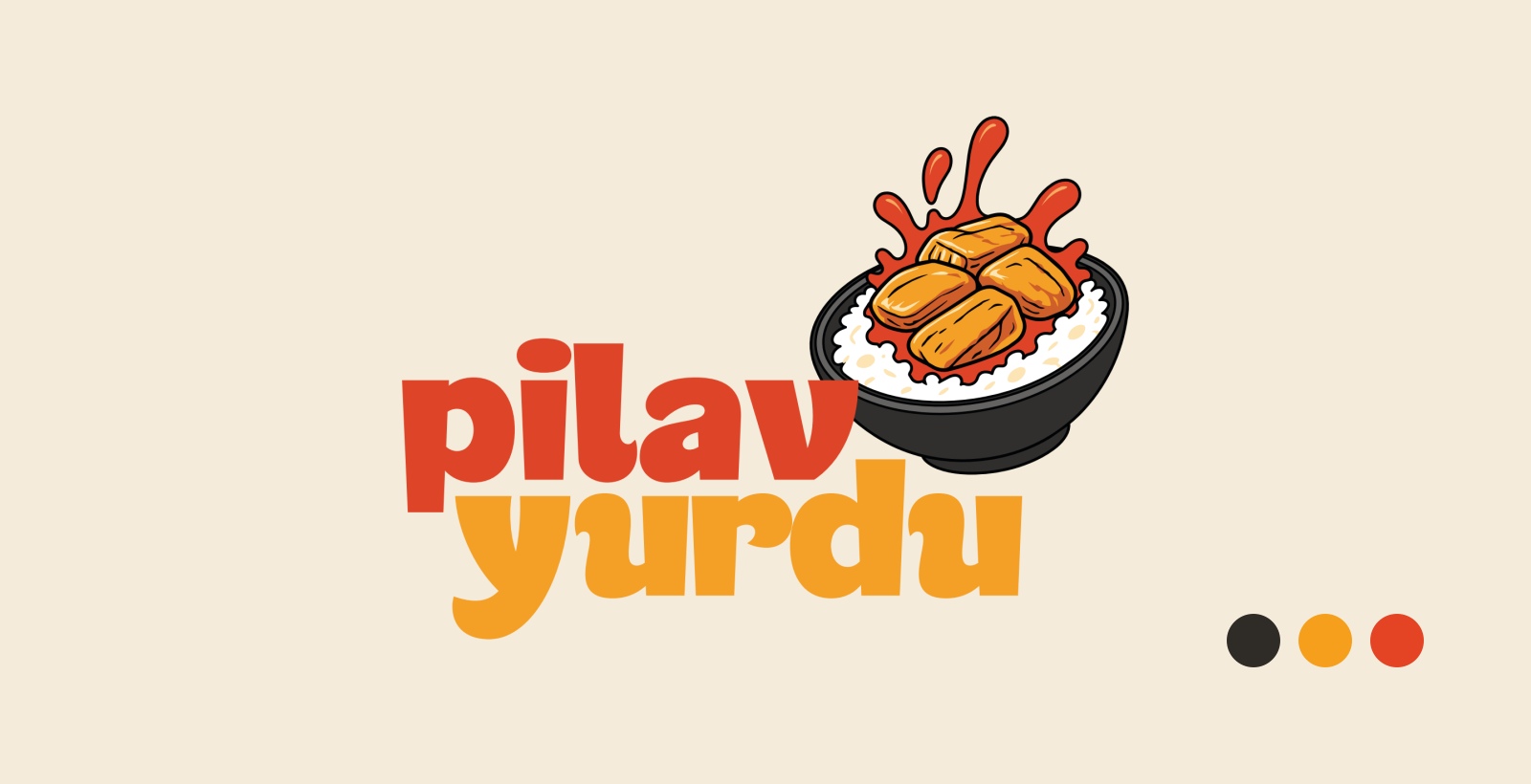 Pilav Yurdu özgün logosu ve kırmızı, turuncu, koyu gri renkleri.
