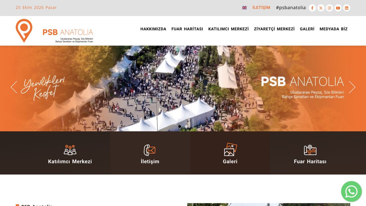 PSB Anatolia web sitesinin turuncu 2026 konseptiyle ana sayfa görünümü